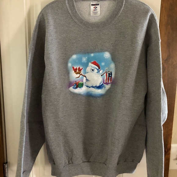 NWOT-Jerzees Grey Christmas Sweatshirt sized LGG? - Picture 2 of 6